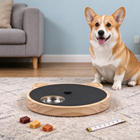 Papan Cakar Anjing Kayu Solid Berputar dengan Mangkuk Stainless Steel, Mainan Puzzle Pengisi Makanan Lambat, Pengayaan Interaktif untuk Anjing