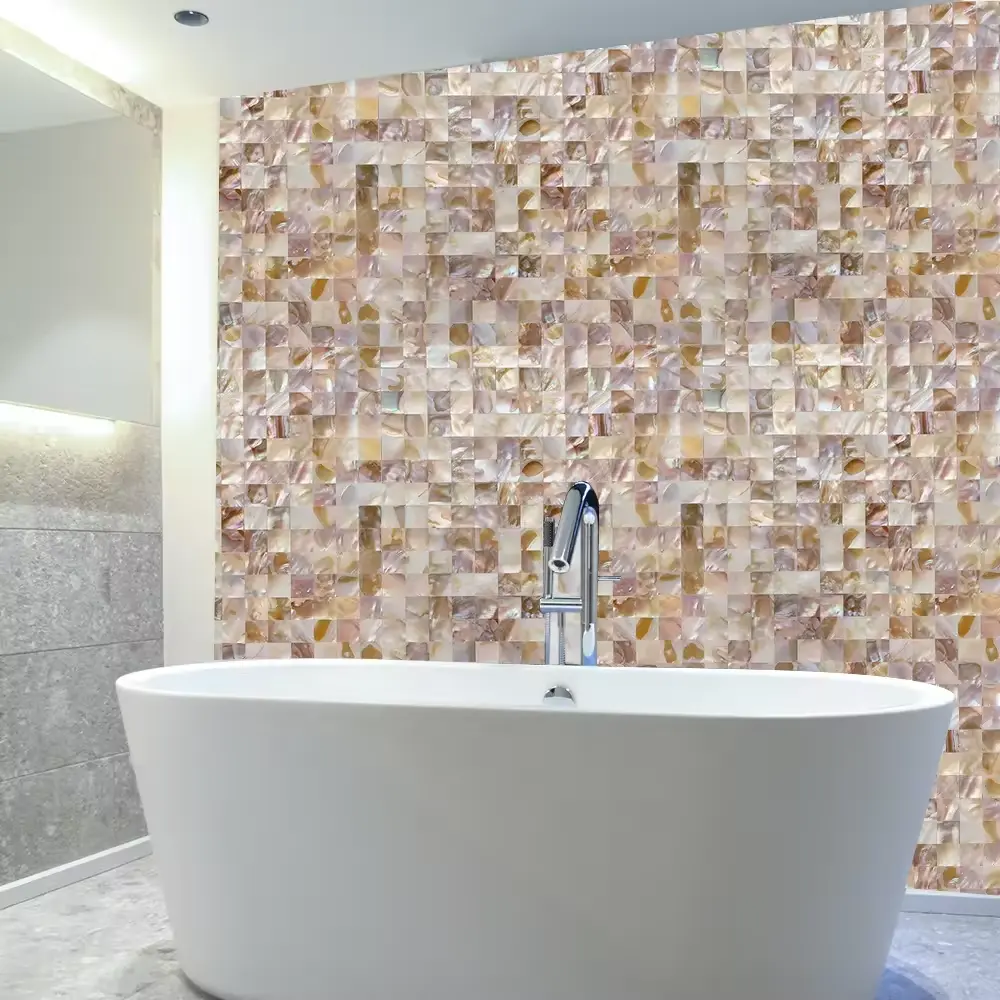 YD pietra conchiglia di perle piastrelle da parete quadrato per la casa decorativi retro maglia impermeabile gusci mosaici