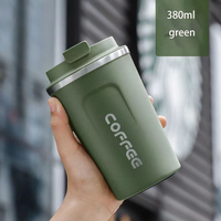 Mug de voyage en acier inoxydable avec logo personnalisé, 380/510 ml, double paroi, isolation sous vide, couvercle à clapet anti-fuite, couvercle LED