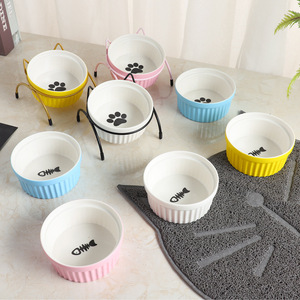 Ceramic <b>Cat</b> Bowl With Stand Elevated Pet <b>Feeder</b> For <b>Cats</b> Rounded Shape M04 - Product Image 2