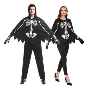 Halloween lindo esqueleto capa niñas <span class=keywords><strong>calavera</strong></span> capa conjunto fiesta Cosplay esqueleto <span class=keywords><strong>disfraz</strong></span> para Mujeres Hombres - Product Image 1