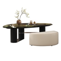 Table basse de luxe minimaliste haut de gamme avec plateau en marbre naturel et structure en bois massif BTCT020 pour salon ou appartement