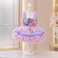 Vestido para Mascotas con Diseño Floral Pastel, Corsé con Flores 3D y Falda de Tul con Volantes en Capas para Perros Pequeños, Ropa para Mascotas con Logotipo Personalizado