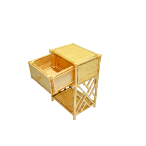 R016 Natural Rattan nightstand showcases bohemian charm and coastal rustic style with a sturdy plywood drawer base - Product Image 4