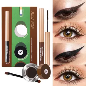 Großhandel Protein Eyelash Curling Mascara Doppel endige Faser Eyeliner Pinsel Eyeliner Set Augenbrauen verstärker