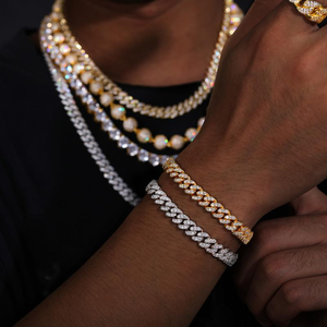 Cổ Phiếu Sẵn Sàng Iced out Moissanite Cuba Liên Kết Chuỗi Vòng Cổ S925 Bạc 18K Vàng Mạ Hip Hop Trang Sức Cho Nam Giới Giai Đoạn Đảng Mặc - Product Image 2