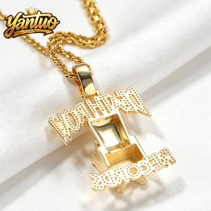 Colgante Estilo Hip Hop Punk Death Row, Chapado en Oro, Micro Pavé, Estilo Pareja, Joyería Fina Europea Personalizada - Product Image 2