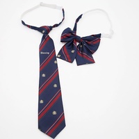 Cravate unisexe en polyester jacquard tissé coloré bleu couronne, pour uniforme scolaire d'enfants et d'étudiants, vente en gros directe usine