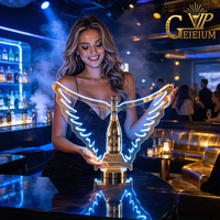 Support de bouteille LED personnalisé en forme d'ailes d'ange avec batterie rechargeable pour discothèque, bar, lounge, fête, service VIP