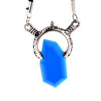 Collier classique simple avec pendentif en cristal bleu et rouge, chaîne de pull, collier de couple, accessoire hip hop, cadeau