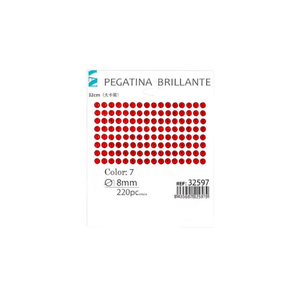 Ilan Adesivo Brillante 8mm Rosso con Strass, 220 Pezzi su Cartoncino Grande - Product Image 1