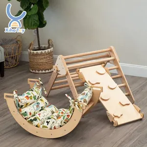XIHA Wooden Kids Montessori Piklers Triangle Piklar Triangle Baby Climbing Triangle Toys Gym Indoor Pickler Climbing Frame