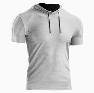 OEM personnalisable hommes séchage rapide Gym Active Wear à capuche Fitness athlétique Performance chemise évacuation de l'humidité tricoté imprimé - Product Image 3