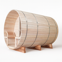 Sauna Exterior Moderna de Cedro Rojo Claro de Alta Calidad para 7 Personas, con Calefacción Eléctrica y Panel de Control Computarizado para Villas