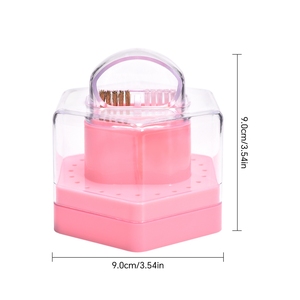 2 in 1 24 Hole Nail Drill Bit Holder Cleaning Case Transparent Dustproof Organizer <b>Box</b> for Manicure Efile Bits Salon Home Use - Product Image 2
