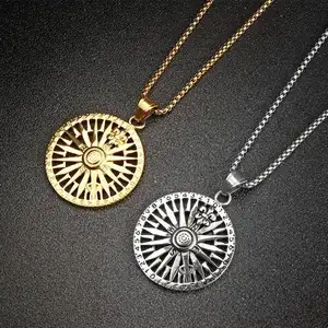 Ретро морском стиле круг компас очарование Titanium стали винтажные Компас Кулон ожерелье ювелирные изделия для мужчин и женщин