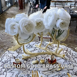 แจกันตั้งโต๊ะทรงปากกว้างทองเหลืองคุณภาพสูงทันสมัยปรับแต่งได้ ผลิตด้วยมือ น้ำหนักเบา ฐานกันลื่น เป็นมิตรกับสิ่งแวดล้อม JS - Product Image 2