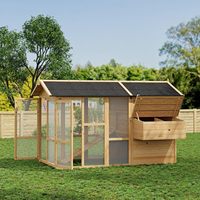 Poulailler Moderne en Bois de Haute Qualité Résistant aux Intempéries avec Grand Enclos, Nid, Toit en Bois et Échelle pour Poulets, Lapins et Canards