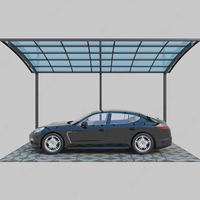 Panneaux de toiture en polycarbonate à double paroi, structure en aluminium, nouveau design moderne, abri de voiture avec gouttières métalliques