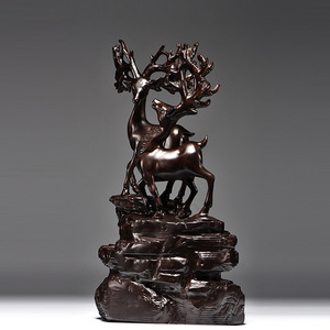 Figurine sculptée en forme de cerf en noyer noir, meuble TV en bois de sequoia pour salon, hall d'entrée, décoration de bureau, artisanat, cadeau - Product Image 2