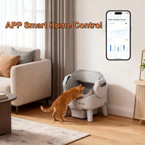 Bac à litière pour chat autonettoyant intelligent avec application, design ouvert, toilette automatique pour chat, bac à litière automatique pour chat avec double protection de sécurité - Product Image 2