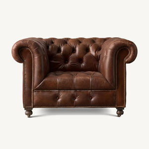 Defaico деревенский комплект для дивана из коричневой натуральной кожи с пуговицами - Product Image 5