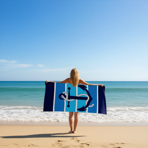 Asciugamano da spiaggia Buonic 70x150 cm con stampa ancora, ad asciugatura rapida, per uso in spiaggia - Product Image 2