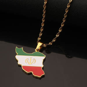 Colliers tendance anti-ternissement en argent et or PVD, bijoux fins en acier inoxydable 316L, collier carte de l'Iran pour femmes - Product Image 3