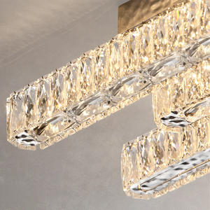 Gran oferta, lámpara de techo moderna, candelabro de cristal con diseño de onda dorada, lámpara inteligente, Base de hierro IP44 para oficina en casa - Product Image 3