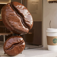 Sculpture décorative murale personnalisée en fibre de verre en forme de grain de café pour enseigne de café