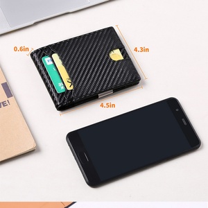 2022 Top Rated Black Carbon Fiber Leather Money Clip Wallet RFID Blocking Wallet for Men - Product Image 3