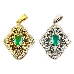 Collier pendentif géométrique en zircon avec micro-incrustation de pierre rouge, design unisexe, à porter au quotidien, plaqué cuivre - Product Image 5