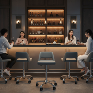 Chaise de bureau pivotante de style moderne, de haute qualité, confortable, en cuir et tissu, base en métal, design <span class=keywords><strong>Lola</strong></span>, Bomacy, pour salon - Product Image 4