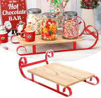 Organisateur de station à café décorative style ferme, décoration de bar à chocolat chaud en forme de traîneau de Noël pour cadeau d'hiver et fête de fin d'année