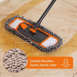 CLEANHOME Mop multifunzione in microfibra 55 \ "manico lungo allungabile 3 tipi di cuscinetti lavabili per pavimento in piastrelle di marmo legno duro