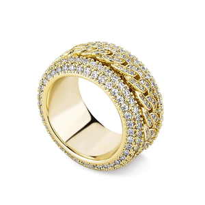 Premium <b>Solid</b> Sterling <b>Silver</b> Moissanite Hip Hop Wedding Ring with Luxury Pave Setting and Stylish Fashion Statement - Product Image 4