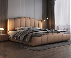 Camas Tapizadas Modernas con Luz LED <span class=keywords><strong>2026</strong></span>, Camas Dobles Queen de Tela Suave, Estructura de Pino, Muebles para Dormitorio Principal, Cama King Size al por Mayor - Product Image 6