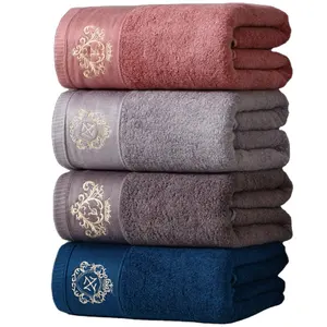 Premium Bamboo Cotton Bath Towel Set for Hotels Custom Soft Lint-Free Luxury Boxed Gift with Custom Embroidery Logo