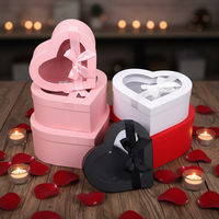 Boîtes d'emballage rigides personnalisées en forme de cœur, boîte cadeau recyclable en carton ivoire avec fenêtre transparente pour bouquet de roses, parfum, photo, bougie