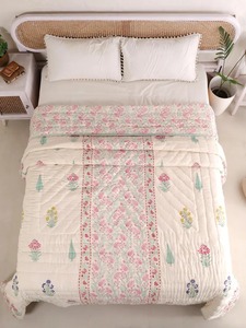 Indio hecho a mano Reversible orgánico indio Jaipuri bloque estampado edredón impreso Reversible Razai para uso doméstico - Product Image 3