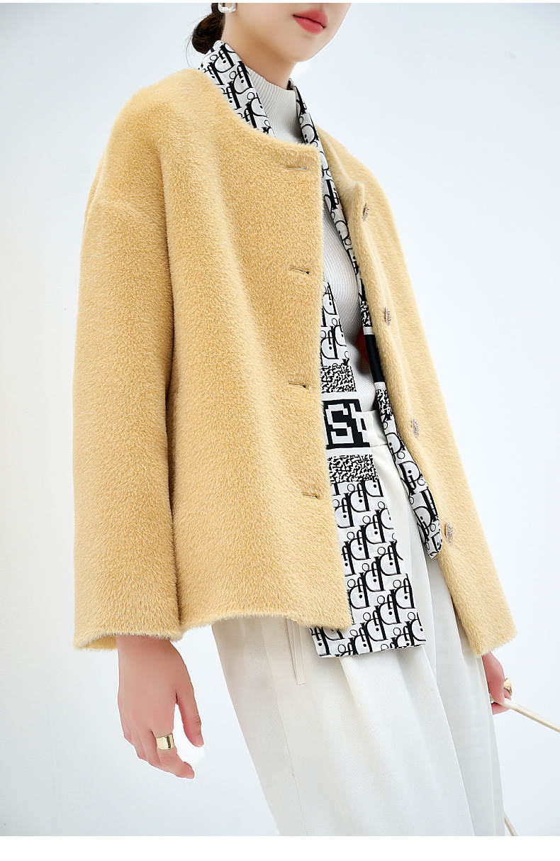 [100% Su Li Alpaca] Cashmere Coat Women's High-Grade Clothing Wholesale Small Short New