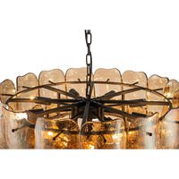 Lustre en verre à pétales pressés à la main de style français rétro, luminaire suspendu de luxe postmoderne pour villa, salon, salle à manger, maison