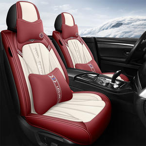 Housse siège luxe cuir couvre chaises voiture rouge housse de siège de voiture sièges ensemble complet - Product Image 3