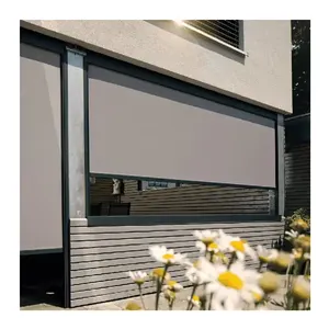 Cortinas de balcón verticales impermeables motorizadas para exteriores con cremallera, persianas de pantalla con cremallera, persianas enrollables de aluminio para exteriores