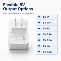 Adaptateur secteur USB-C 20W 5V 1A 1.5A 2A 2.5A 3A 3.5A, chargeur US, norme EN62368 avec certificat UL pour les appareils LOT