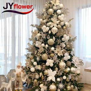 Arbre de Noël artificiel floqué blanc de qualité supérieure JY, taille moyenne, avec lumières LED multicolores personnalisées, fabriqué en usine - Product Image 3