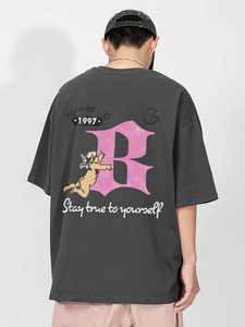 เสื้อยืดผู้ชายคุณภาพสูงแนวสตรีทแวร์เสื้อยืดแขนสั้นโฟมตัวอักษรสามมิติสำหรับผู้ชาย - Product Image 6