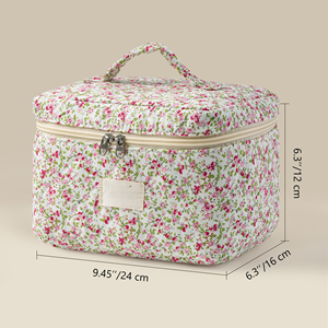 Cotton Quilted Makeup <b>Bag</b> Coquette Accessories Make up <b>Bag</b> Organizer Cute Floral Cosmetic Pouch Travel Makeup <b>Bag</b> for Women - Product Image 3