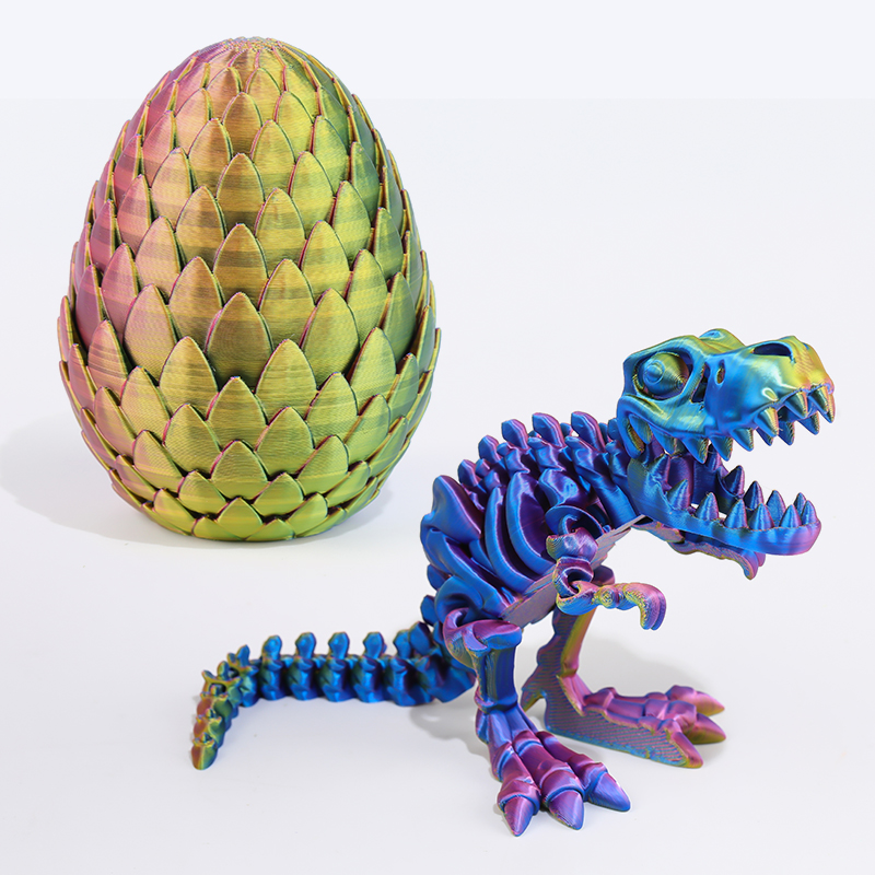 Dinosaurio Impreso En 3D Con Huevo Eclosionable, Dragón Articulado De Colores Degradados, Juguete De Escritorio Y Regalo Para Niños Y Adultos