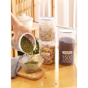 Recipientes Herméticos SealPot para Almacenamiento de Alimentos, 800 y 1500 ml, Cilíndricos de Plástico, Apilables, para Granos, Snacks, Uso en Refrigerador - Product Image 2